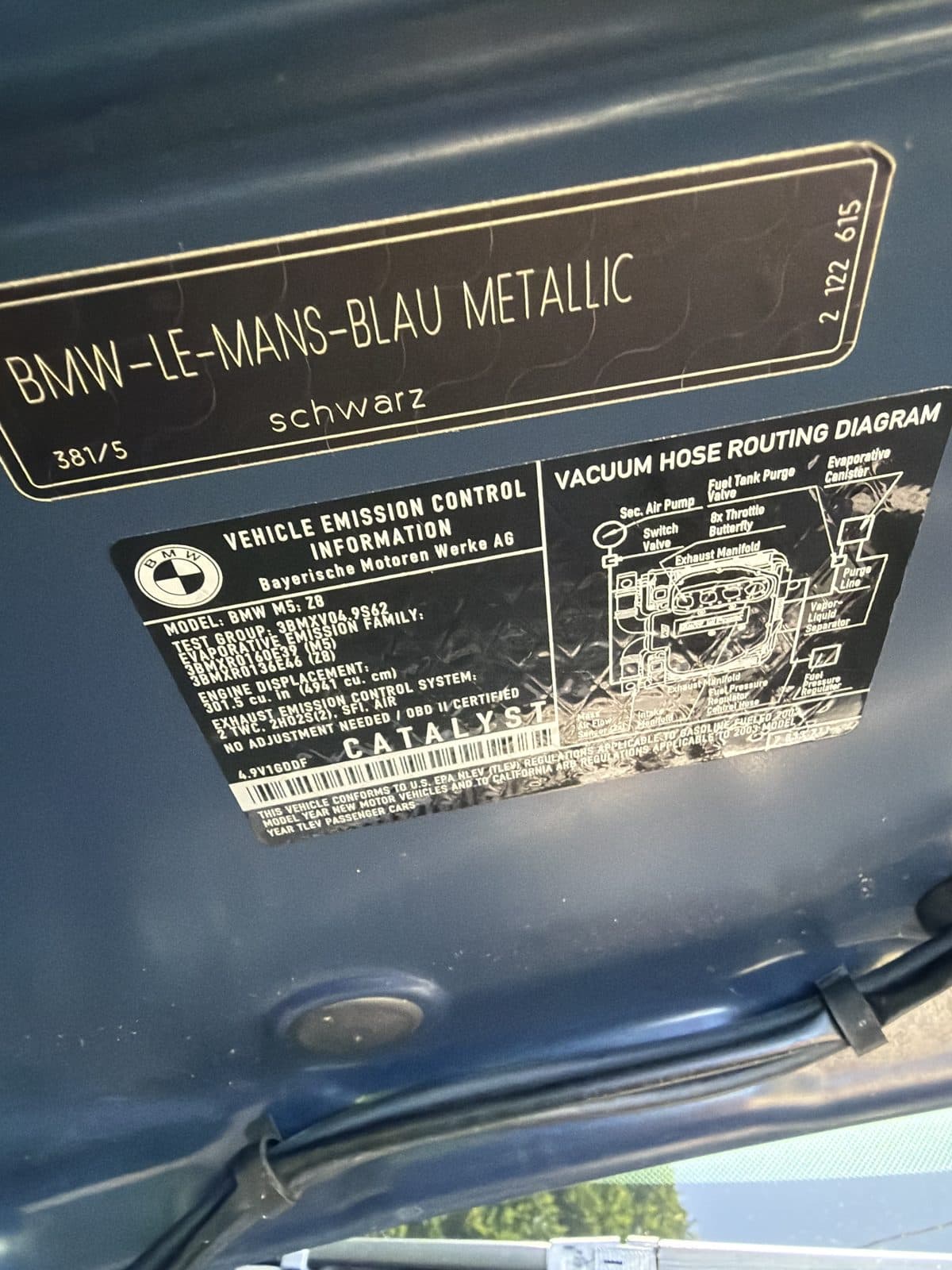 2003 BMW M5 pre-purchase inspection — engine bay photo