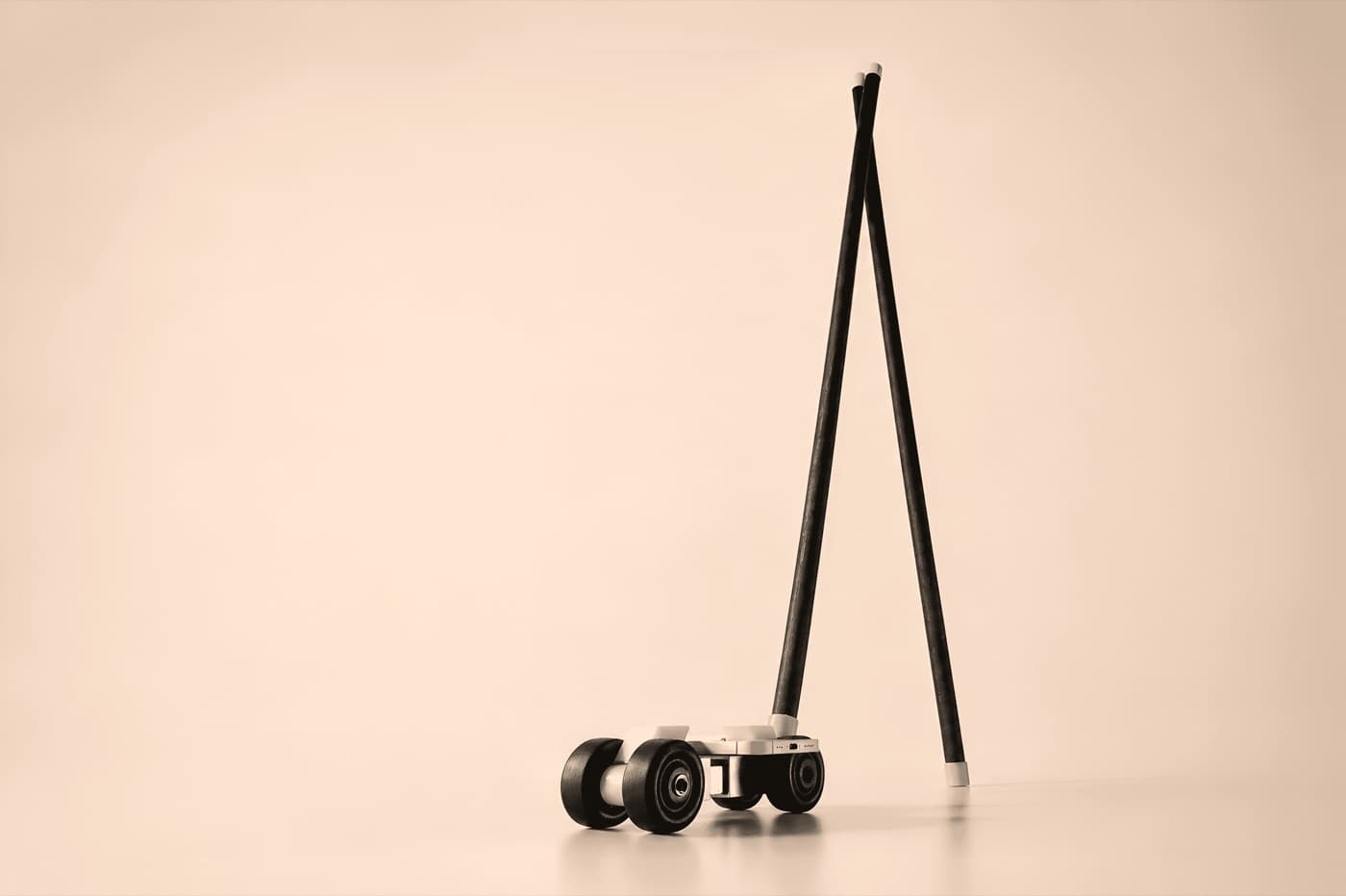 The folded kit standing on its wheels